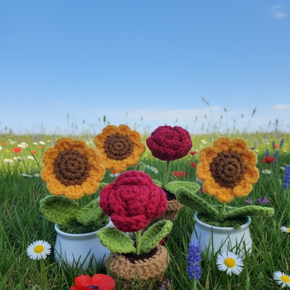 Small Handmade Crochet Sunflower